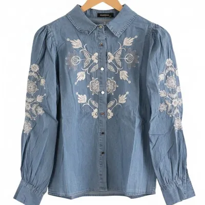Chemise en Jean Brodée - Style Bohème & Romantique